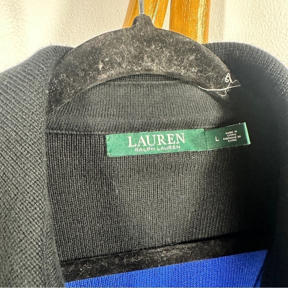 Lauren Ralph Lauren Black and Royal Blue Striped Cardigan Jacket sz L - Picture 6 of 6